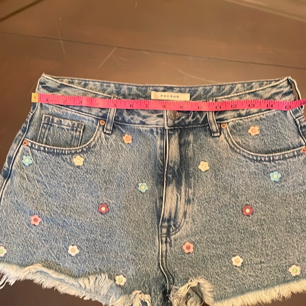 Jean shorts, PAC Sun jean shorts flower shorts, perfect condition.